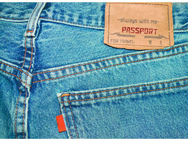 Обложка на паспорт "Джинсы" (ПВХ, slim) ОП-5388