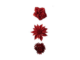 Украшение Красные цветочки на клипсе 27x9 см, 3 шт. Арт.88535