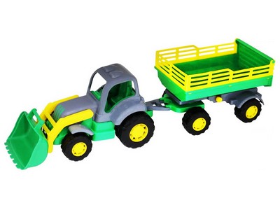 Донецк игрушка оптом Трактор "Крепыш" с прицепом №2 и ковшом