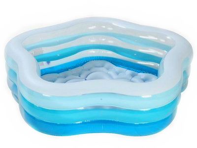 Донецк игрушка оптом Бассейн с надувным дном "ПЯТИУГОЛЬНЫЙ" 185*180*53см, 466л 56495NP