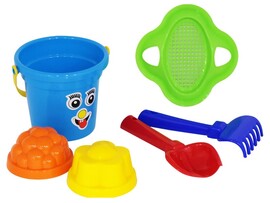 Набор №39: ведро малое, ситечко-цветок, совок №2, грабельки №2, 2 формочки доставка оптом в Донецк