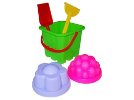 Набор №61: ведро-крепость малое, лопатка малая №3, грабельки малые №3, 2 формочки доставка оптом в Донецк