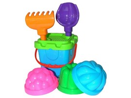 Набор №261: ведро-крепость малое, ситечко-крепость, совок №2, грабельки №2, 3 формочки доставка оптом в Донецк