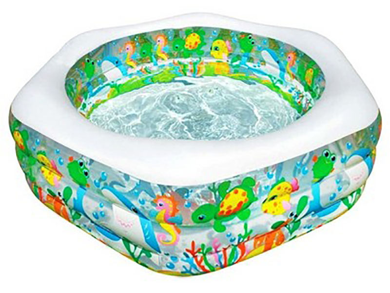 Бассейн надувной 191х178х61 см "Аквариум" с надувным дном. Арт. 56493