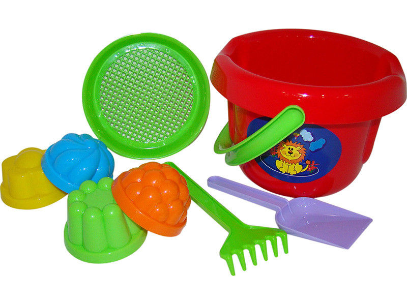 Набор №10: ведро большое, ситечко, лопатка, грабельки, 4 формочки