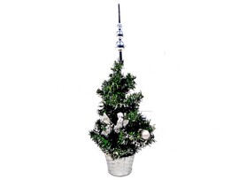 ЕЛЬ УКРАШЕННАЯ 45СМ 58 ВЕТОК, СЕРЕБРЯННАЯ, ПОДСТАВКА-КОРЗИНА доставка оптом в Донецк