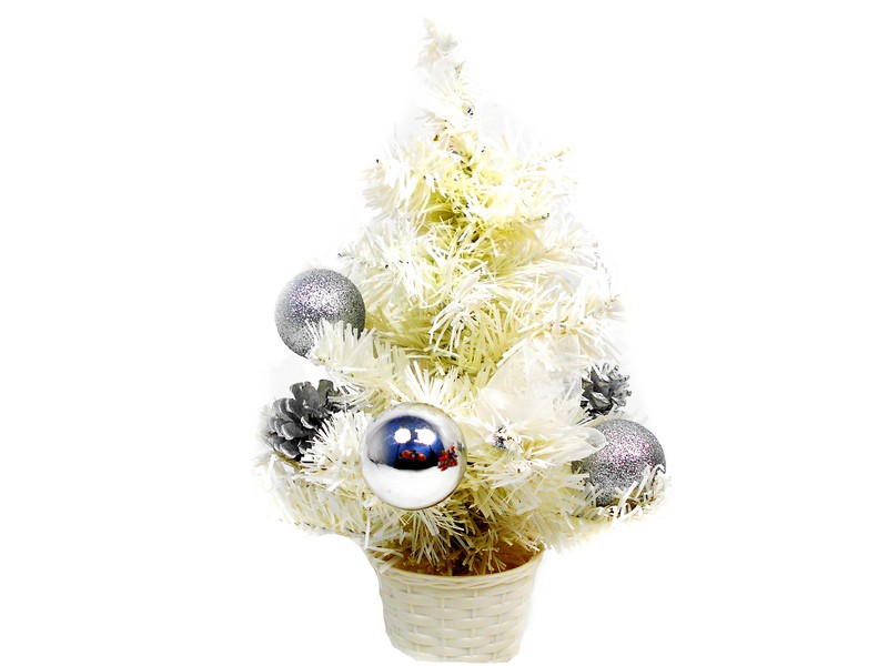 Донецк игрушка оптом ЕЛЬ УКРАШЕННАЯ 30СМ БЕЛАЯ ПОДСТАВКА-КОРЗИНА