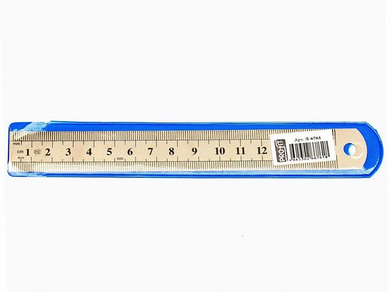 Линейка стальная 15 см, 0,3 мм, в пласт. чехле. Арт.Л-6761