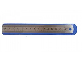 Линейка стальная 15 см, толщ. 0.5 мм, ПВХ чехол. Л-0738