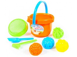 Набор №10: ведро большое, ситечко, лопатка, грабельки, 4 формочки доставка оптом в Донецк