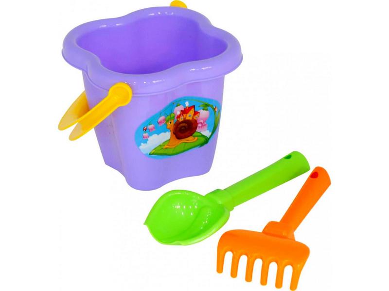 Донецк игрушка оптом Набор №24: ведро-цветок среднее, совок №2, грабельки №2