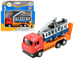 Машина металл. КАМАЗ Эвакуатор 12 см с троллейбусом 7.5 см, подв. дет. Технопарк