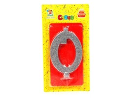 Свеча для торта Серебряный глиттер (большая) Цифра "0" С-1882 доставка оптом в Донецк