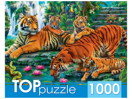 TOPpuzzle. Пазлы 1000 эл. Семейство тигров. ХТП1000-2160