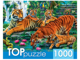 TOPpuzzle. Пазлы 1000 эл. Семейство тигров. ХТП1000-2160