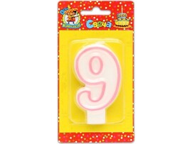 Свеча для торта с розовой окантовкой Цифра "9" С-1193 доставка оптом в Донецк