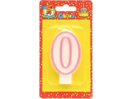 Свеча для торта с розовой окантовкой Цифра "0" С-1194 доставка оптом в Донецк