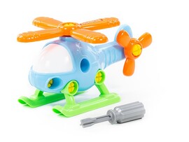 Конструктор-транспорт "Вертолёт" 17 см (16 эл.) (в сеточке)