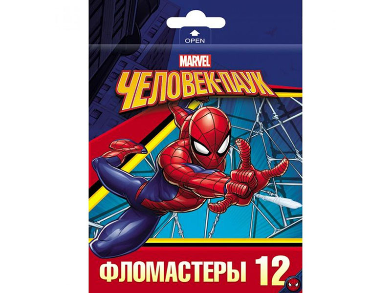 Фломастеры 12 цв. "Marvel. Человек паук" к/к