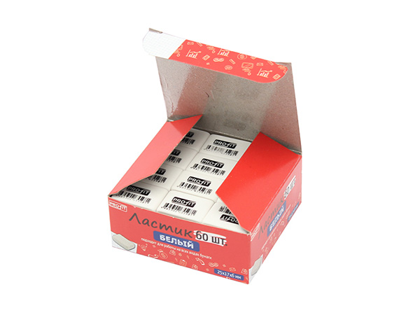 Ластик синтетич. каучук 25х17х6 мм, белый. ЛС-5598 (кратно 12)