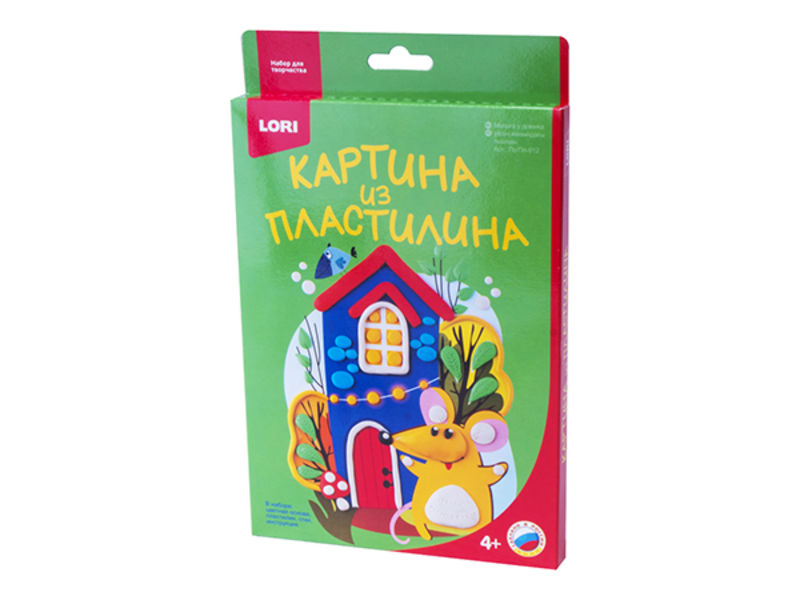Картина из пластилина "Мышка у домика"