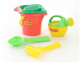 Набор №351: ведро малое с носиком, ситечко-цветок, совок №2, грабельки №2, лейка малая №3 доставка оптом в Донецк