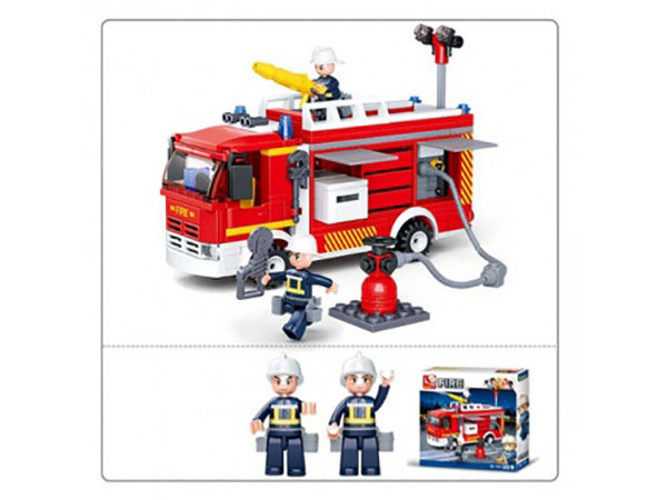 Конструктор пласт. Sluban "Пожарная машина" 343 дет., 2 фиг. Арт. M38-B0626