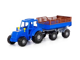 Трактор "Алтай" с прицепом №2 синий в сеточке доставка оптом в Донецк