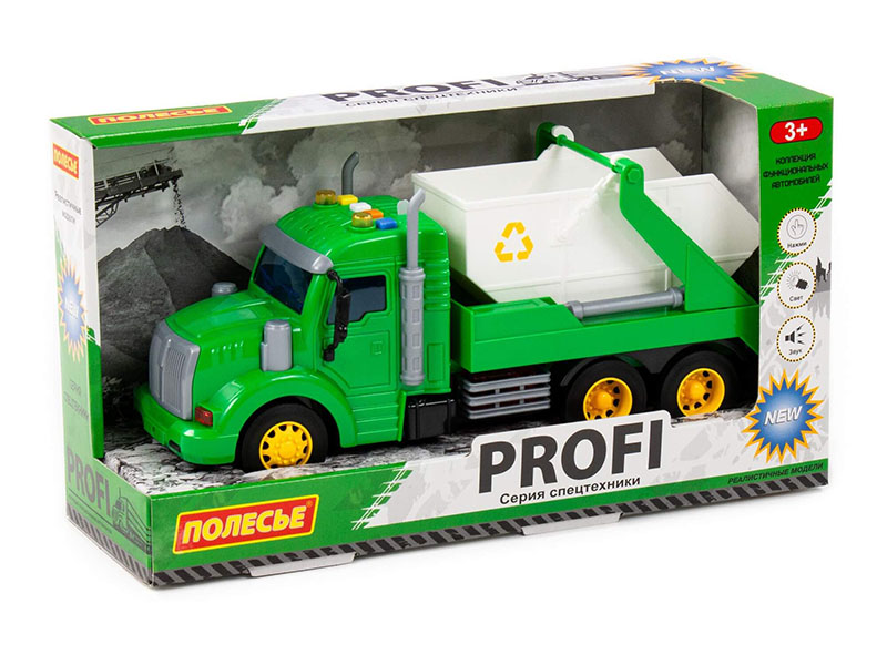 "Профи", автомобиль-контейнеровоз инерционный 34 см (свет и звук) (зелёный) (в коробке)