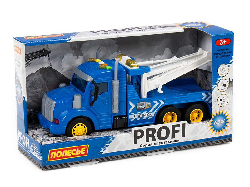 "Профи", автомобиль-эвакуатор инерционный 34 см (свет и звук) (синий) (в коробке)