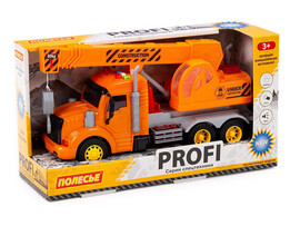 "Профи", автомобиль-кран инерционный (со светом и звуком) (оранжевый) (в коробке)