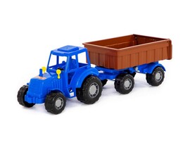 Трактор "Мастер" с прицепом №1 синий в сеточке доставка оптом в Донецк