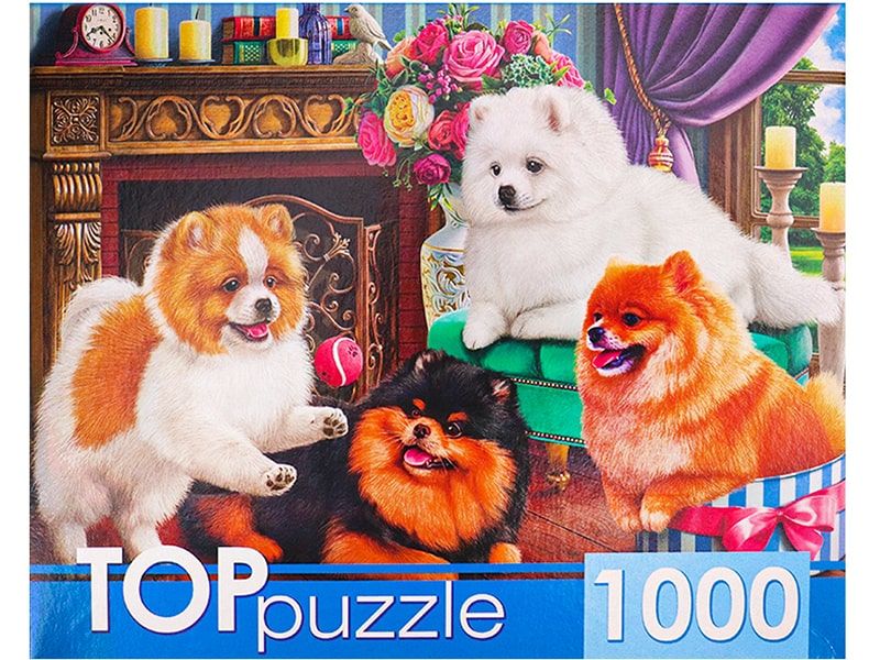 TOPpuzzle. Пазлы 1000 эл. Игривые шпицы. ХТП1000-4145