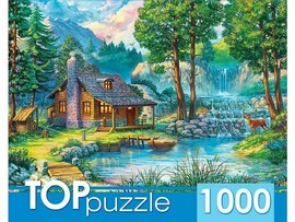 TOPpuzzle. Пазлы 1000 эл. Домик у лесного пруда. ХТП1000-2166