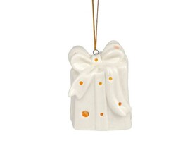 Подвесное украшение ПОДАРОЧЕК из фарфора со светодиодной подсветкой 6х5,5х7,5 см 80890 доставка оптом в Донецк