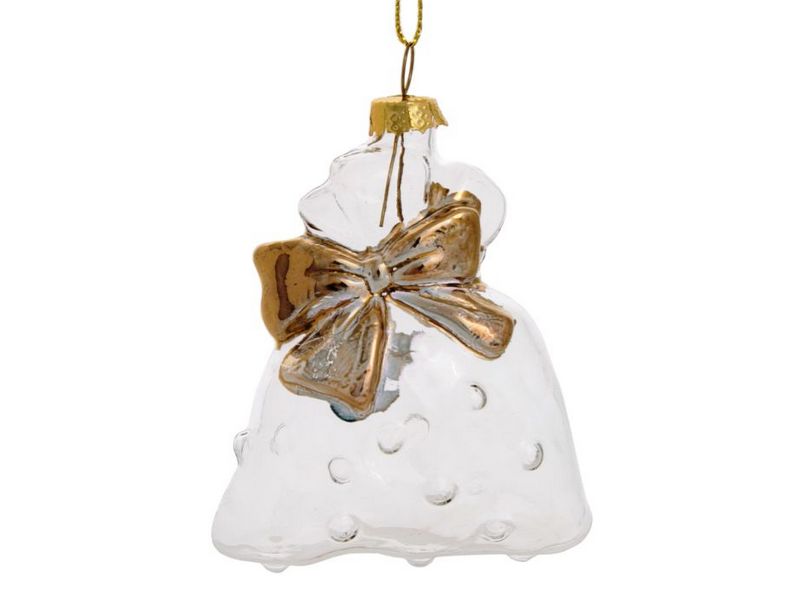 Донецк игрушка оптом Подвесное украшение МЕШОЧЕК С ПОДАРКАМИ из стекла 7,5x4,5x7 см 78967