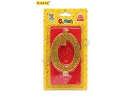 Свеча для торта золотой глиттер (малая) Цифра «0» С-1818 доставка оптом в Донецк