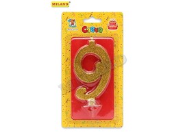 Свеча для торта Золотой глиттер (малая) Цифра «9» С-1827 доставка оптом в Донецк