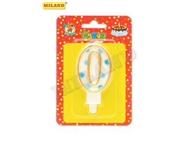 Свеча для торта «Синий горошек» Цифра «0 «С-2639 доставка оптом в Донецк