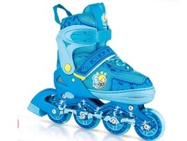 Ролики р-р М 34-37 (колеса ПУ, свет) голубые в кор. 7299BM доставка оптом в Донецк