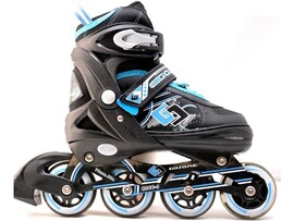 Ролики р-р S 30-33 (колеса ПУ, первые светятся) черно-синие в кор. 7306GS доставка оптом в Донецк