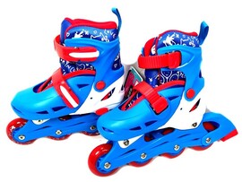 Ролики р-р S 30-33 (колеса ПУ, первые светятся) голубо-красные в кор. 7309RS доставка оптом в Донецк