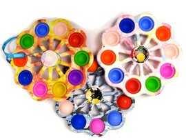 АНТИСТРЕСС-СПИННЕР СИМПЛ ДИМПЛ ЦВЕТНОЙ СРЕДНИЙ 10 ПУПЫРОК KF-7 доставка оптом в Донецк