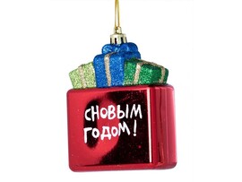 Подвесное украшение Подарок в красном 7.2*9 см. Арт.87011