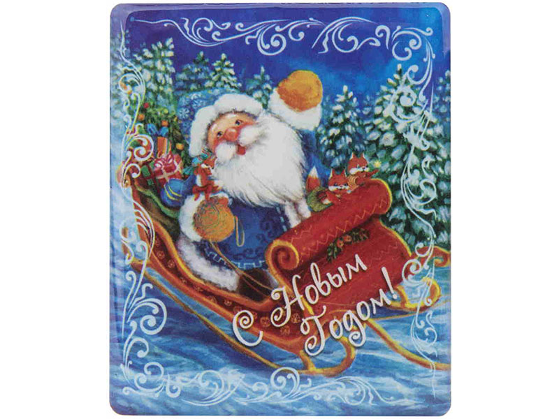 Декоративный магнит "Дед мороз в санях"арт.38375 (6*5см, из агломеррироанного феррита)