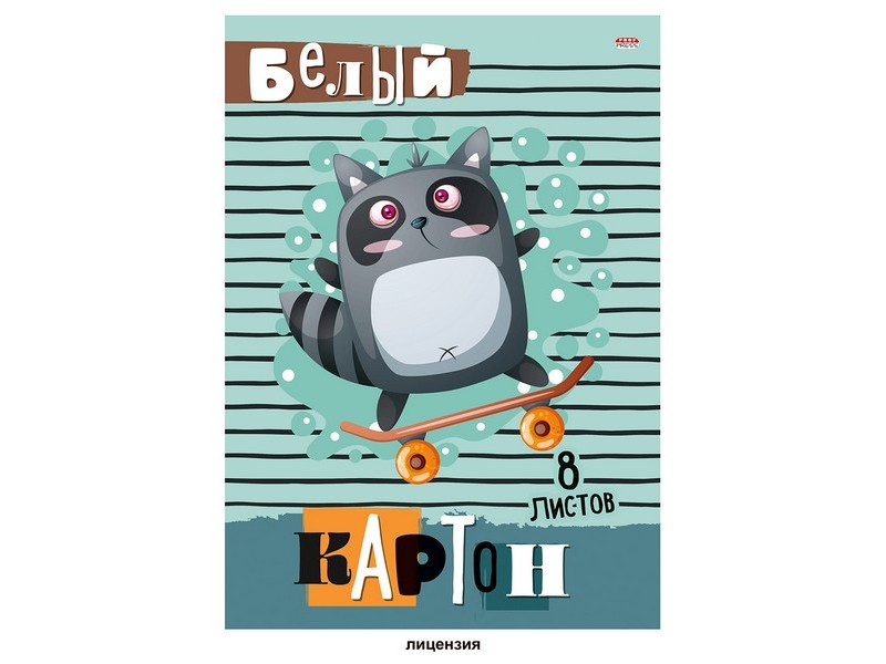 Донецк игрушка оптом Картон белый А4 8л. ЕНОТИК-СКЕЙТЕР 08-8078