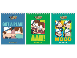 Блокнот А6 40 л. Гравити Фолз, клетка, спираль, обл. УФ-лак, микс