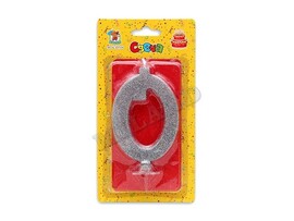 Свеча для торта серебряный глиттер (малая) Цифра «0» С-1828 доставка оптом в Донецк