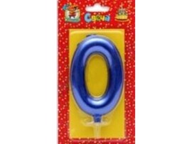 Свеча для торта синий металлик (большая) Цифра «0» С-1842 доставка оптом в Донецк