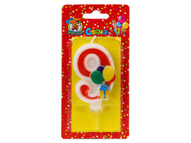 Свеча д/торта Весёлый праздник красная Цифра 9 С-5923